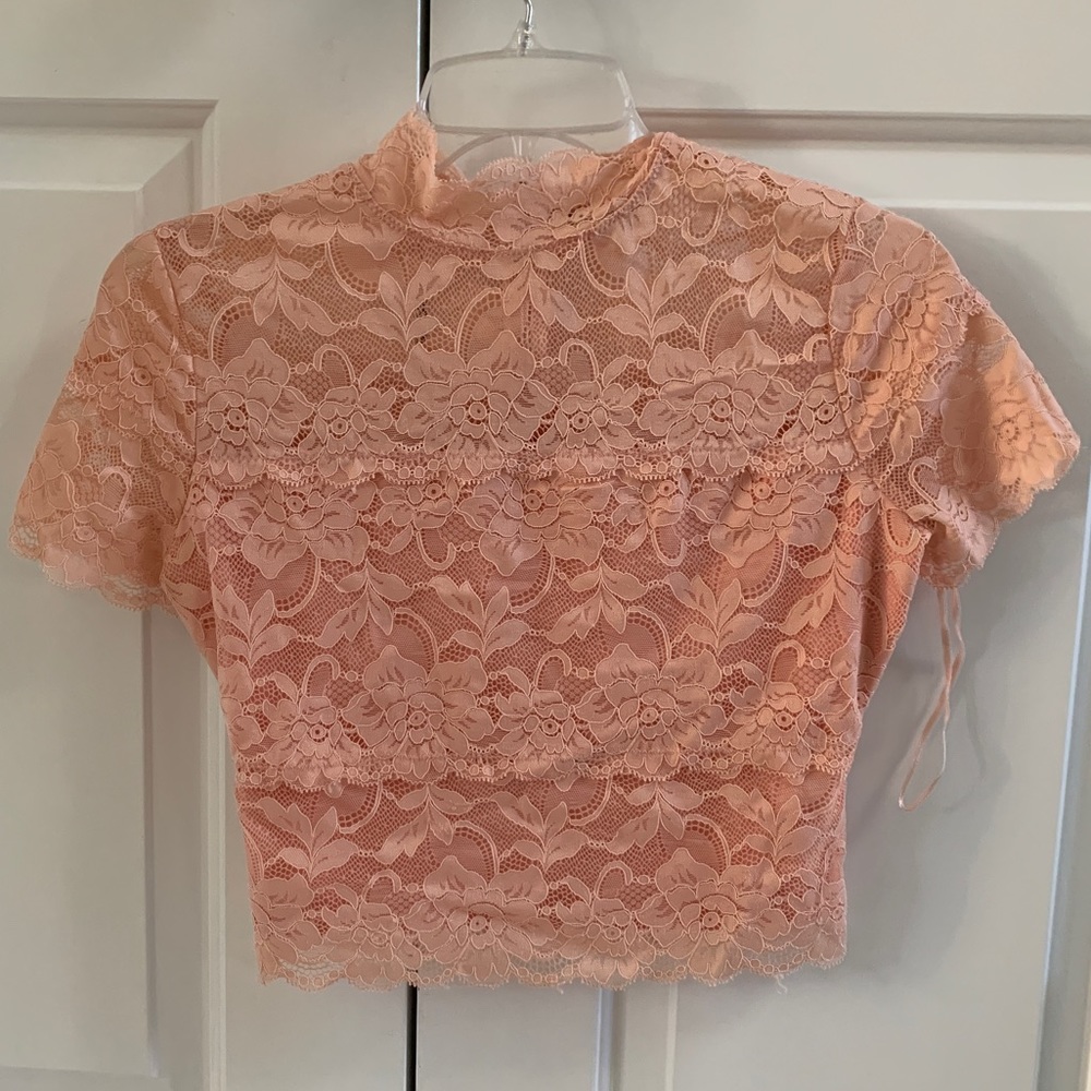 Guess Pink Lace Crop Top